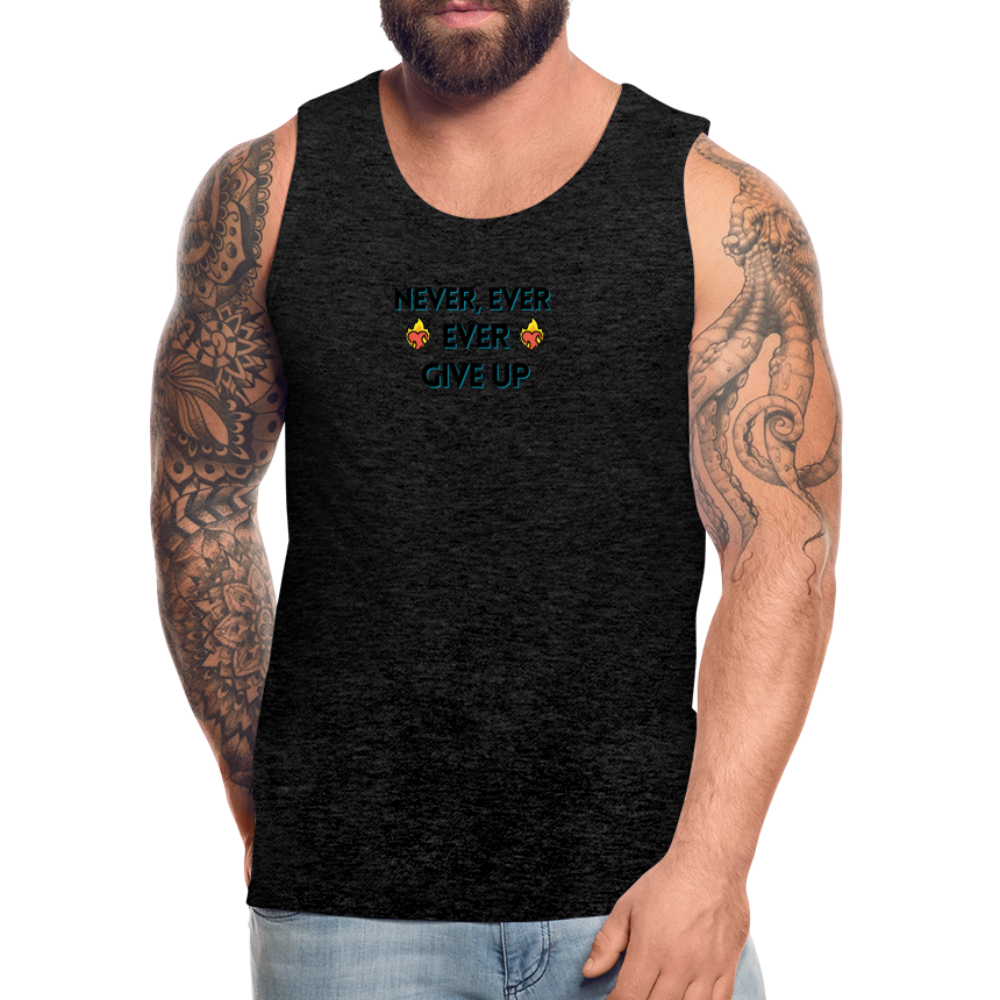 Customizable Emoji Expression: Never, Ever Ever Give Up Heart on Fire Moji Men’s Premium Tank - Emoij.Express - charcoal grey
