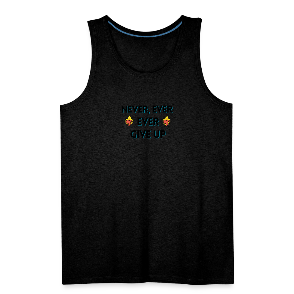 Customizable Emoji Expression: Never, Ever Ever Give Up Heart on Fire Moji Men’s Premium Tank - Emoij.Express - charcoal grey