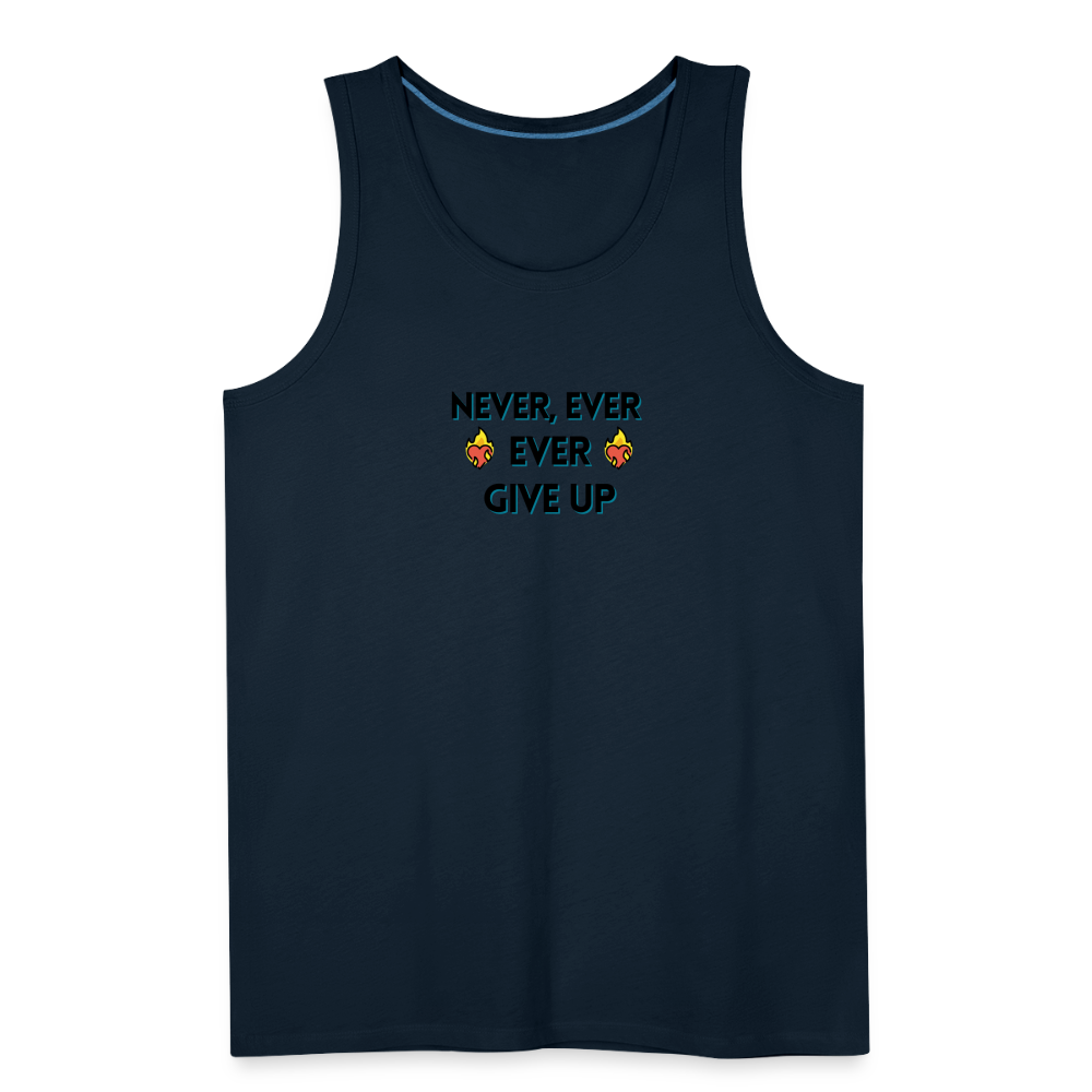 Customizable Emoji Expression: Never, Ever Ever Give Up Heart on Fire Moji Men’s Premium Tank - Emoij.Express - deep navy