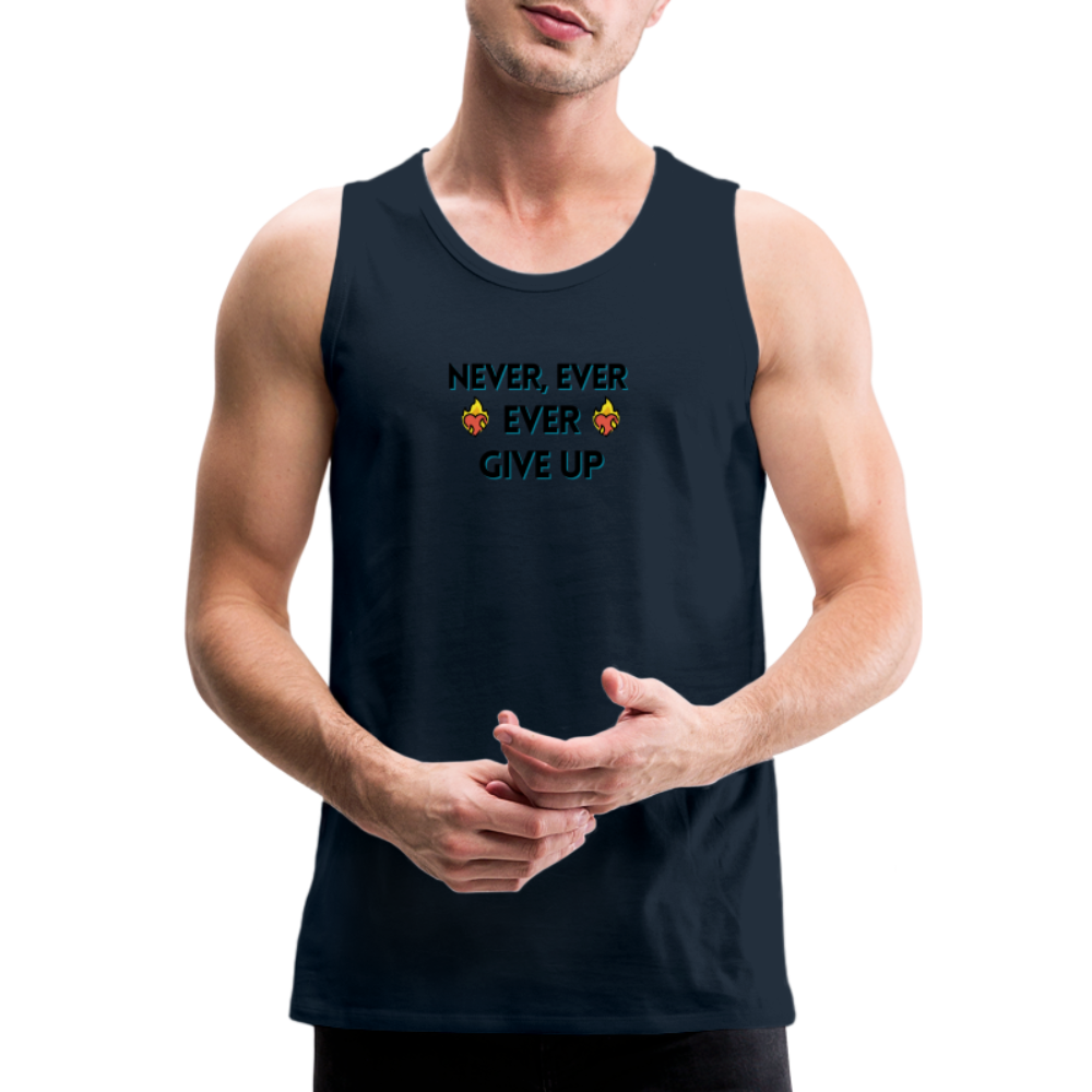 Customizable Emoji Expression: Never, Ever Ever Give Up Heart on Fire Moji Men’s Premium Tank - Emoij.Express - deep navy