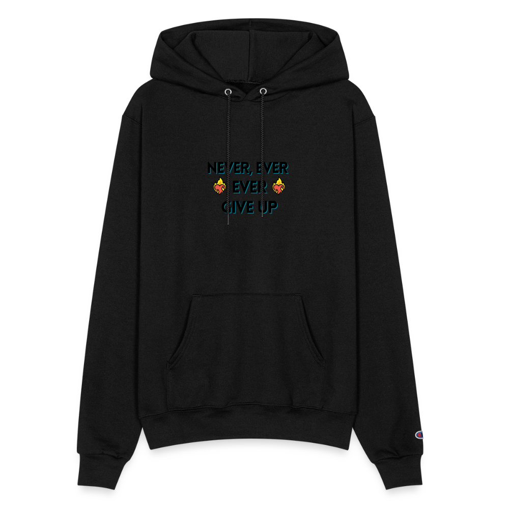 Customizable Emoji Expression: Never, Ever Ever Give Up Heart on Fire Moji Champion Unisex Powerblend Hoodie   - Emoij.Express - black