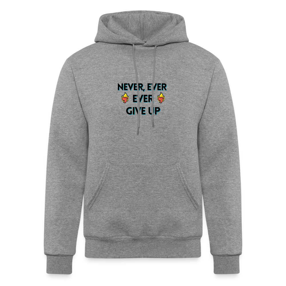 Customizable Emoji Expression: Never, Ever Ever Give Up Heart on Fire Moji Champion Unisex Powerblend Hoodie   - Emoij.Express - heather gray