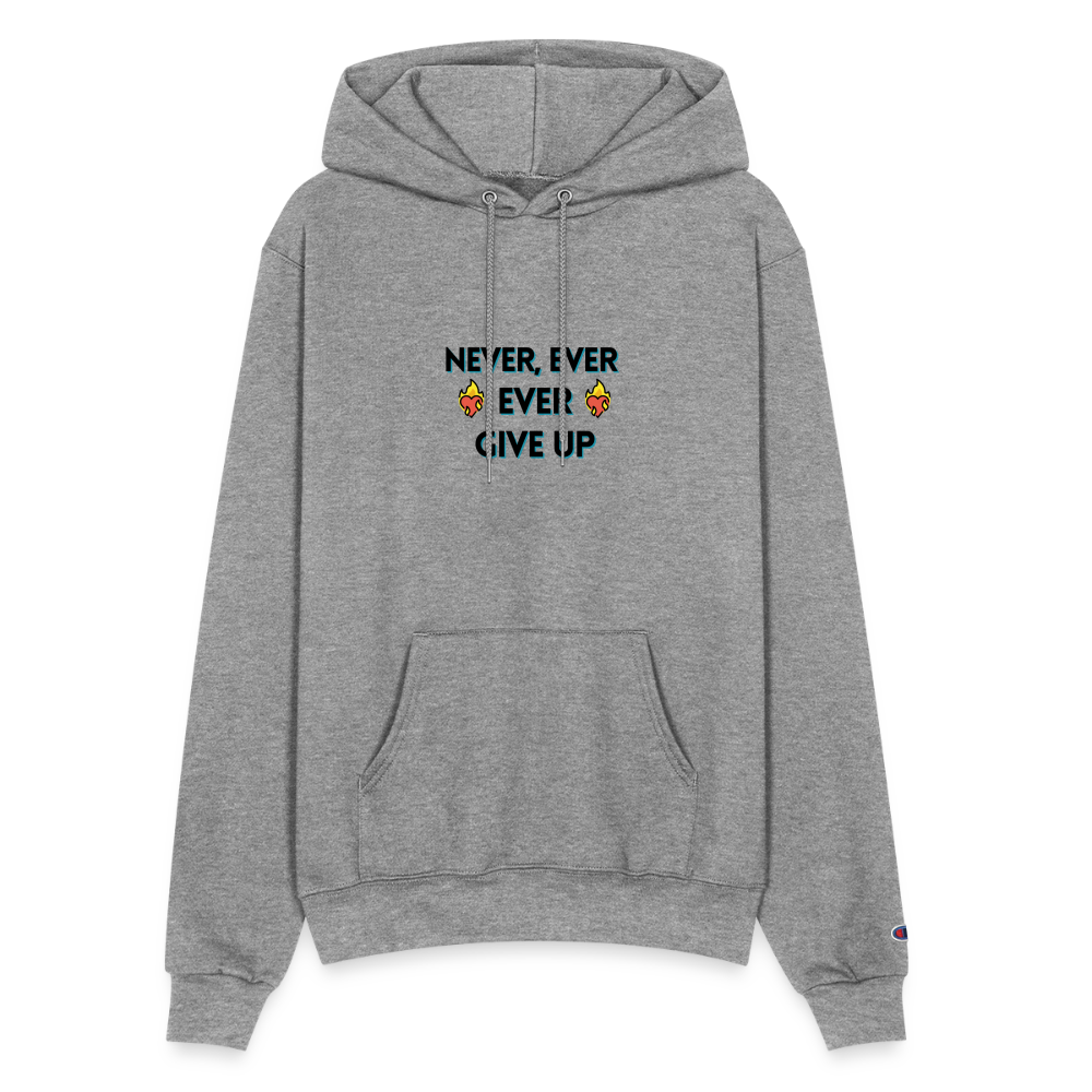Customizable Emoji Expression: Never, Ever Ever Give Up Heart on Fire Moji Champion Unisex Powerblend Hoodie   - Emoij.Express - heather gray