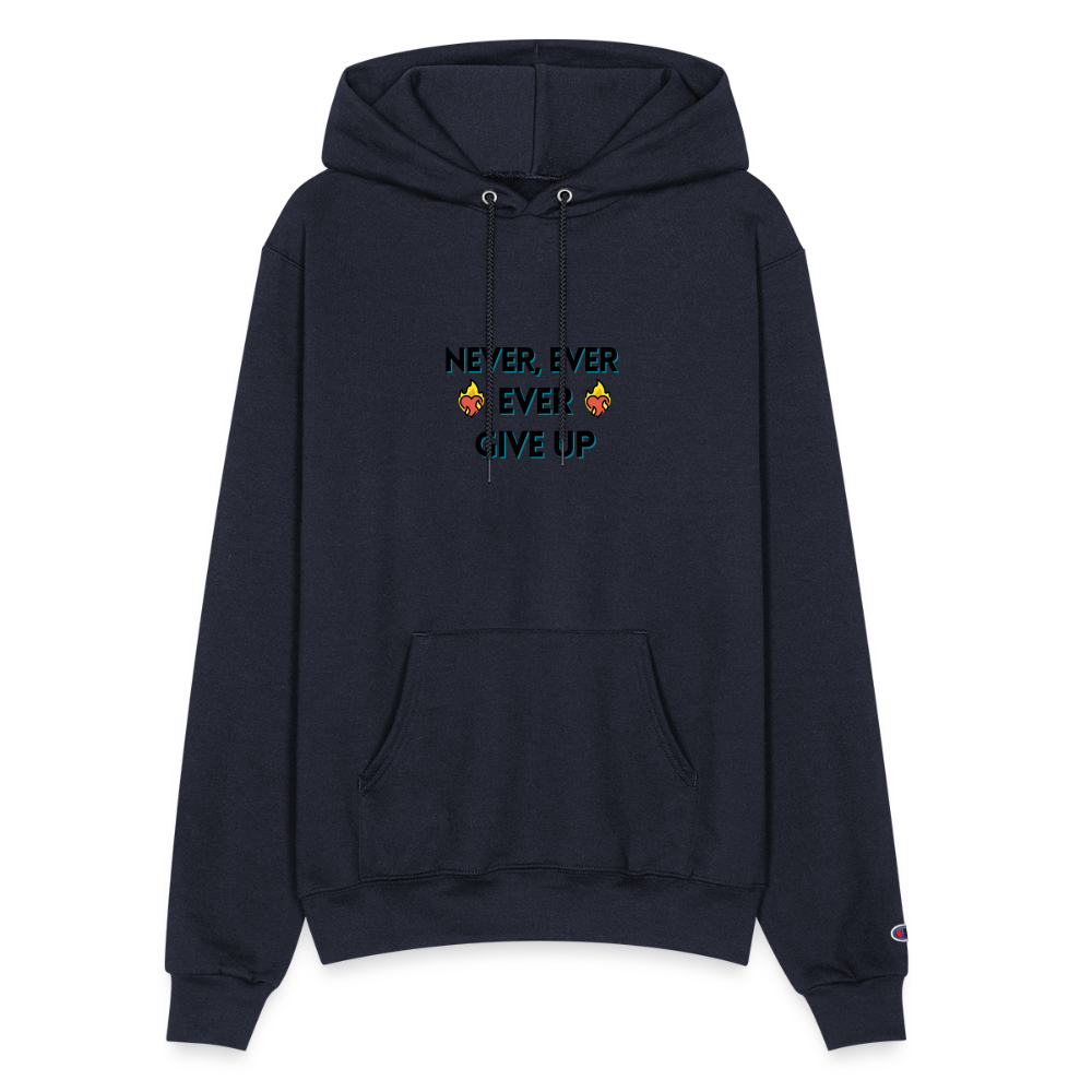 Customizable Emoji Expression: Never, Ever Ever Give Up Heart on Fire Moji Champion Unisex Powerblend Hoodie   - Emoij.Express - navy