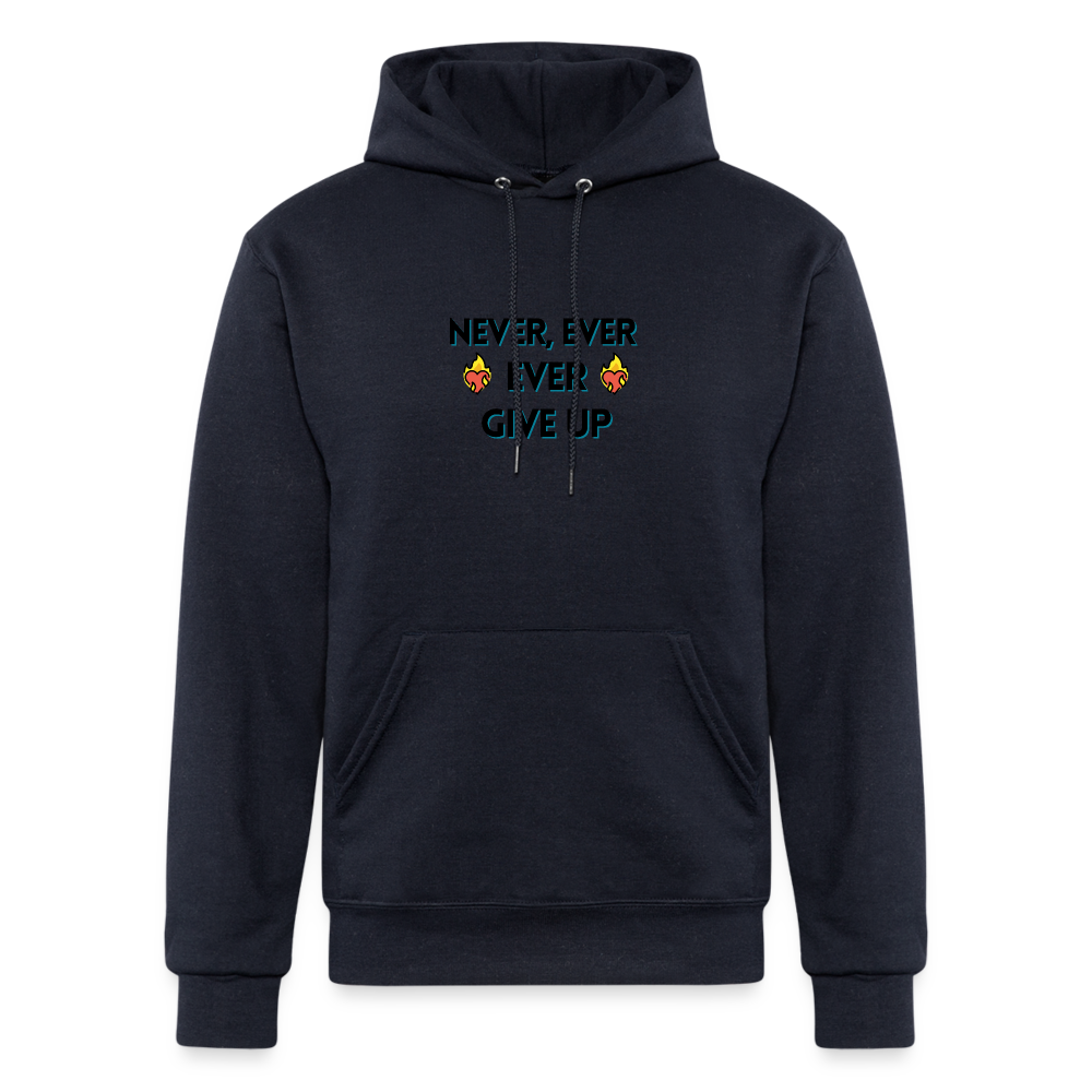Customizable Emoji Expression: Never, Ever Ever Give Up Heart on Fire Moji Champion Unisex Powerblend Hoodie   - Emoij.Express - navy