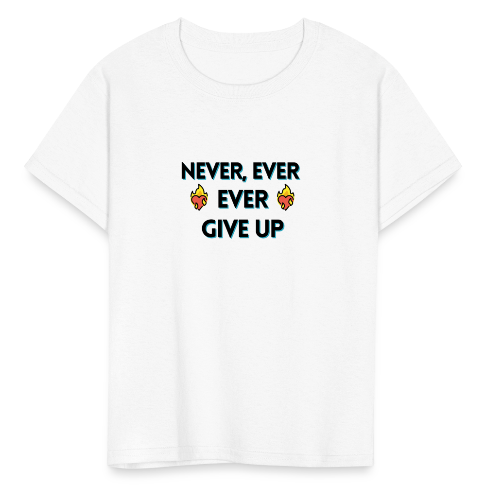 Customizable Emoji Expression: Never, Ever Ever Give Up Heart on Fire Moji Kids' T-Shirt - Emoij.Express - white