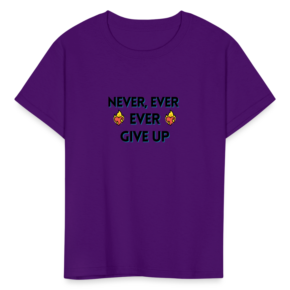 Customizable Emoji Expression: Never, Ever Ever Give Up Heart on Fire Moji Kids' T-Shirt - Emoij.Express - purple