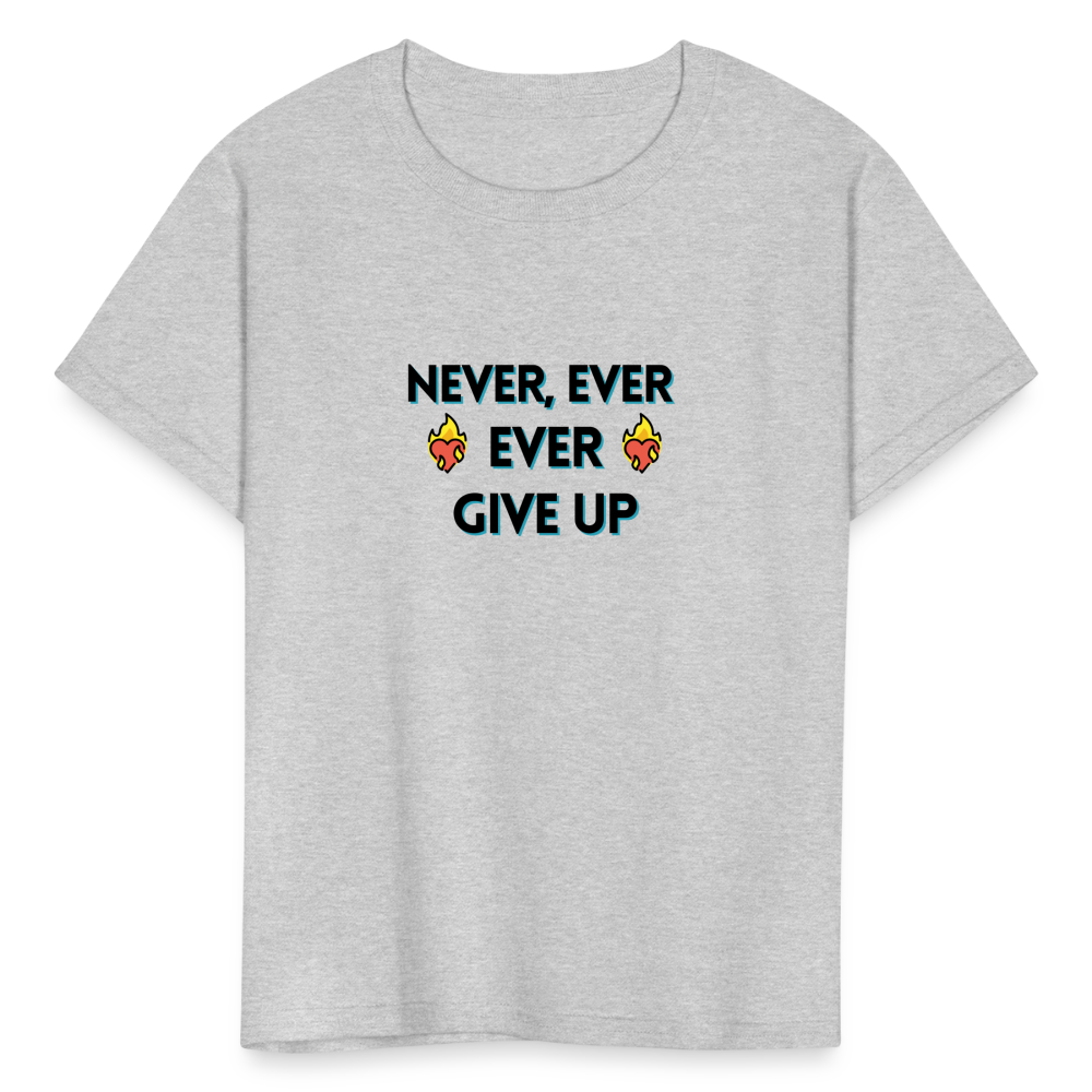 Customizable Emoji Expression: Never, Ever Ever Give Up Heart on Fire Moji Kids' T-Shirt - Emoij.Express - heather gray