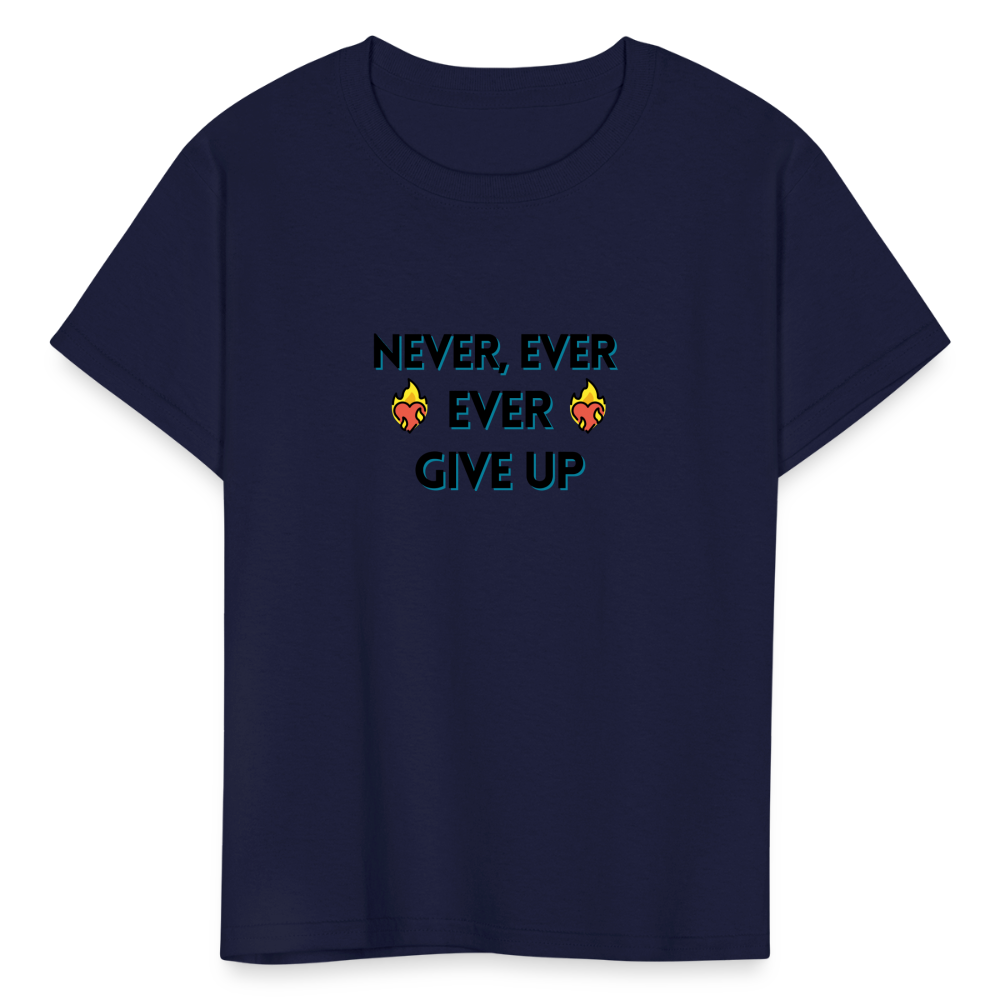 Customizable Emoji Expression: Never, Ever Ever Give Up Heart on Fire Moji Kids' T-Shirt - Emoij.Express - navy