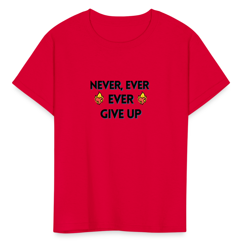 Customizable Emoji Expression: Never, Ever Ever Give Up Heart on Fire Moji Kids' T-Shirt - Emoij.Express - red