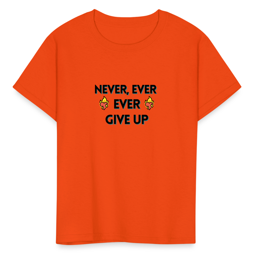 Customizable Emoji Expression: Never, Ever Ever Give Up Heart on Fire Moji Kids' T-Shirt - Emoij.Express - orange