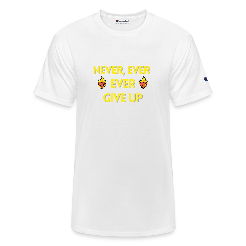 Customizable Emoji Expression: Never, Ever Ever Give Up Heart on Fire Moji Champion Unisex T-Shirt  - Emoij.Express - white