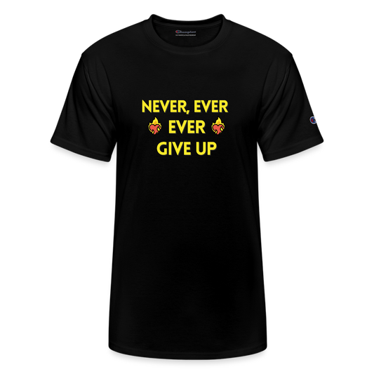 Customizable Emoji Expression: Never, Ever Ever Give Up Heart on Fire Moji Champion Unisex T-Shirt  - Emoij.Express - black