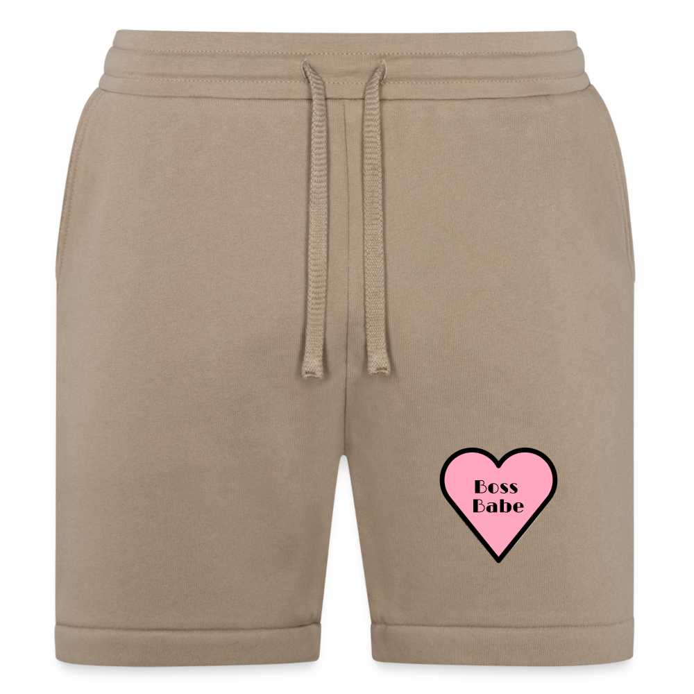 Customizable Emoji Expression: Boss Babe Pink Heart Moji Bella + Canvas Unisex Short - Emoij.Express - tan