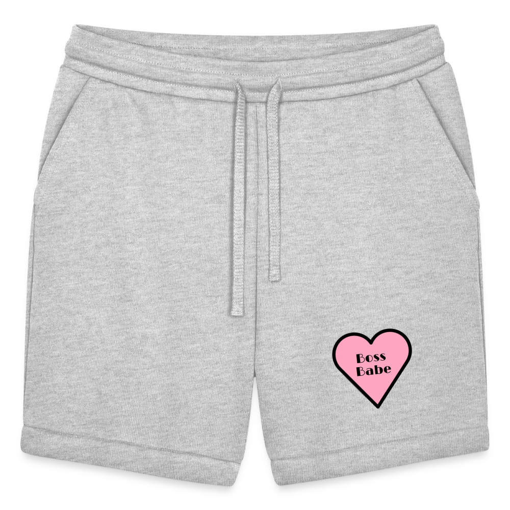 Customizable Emoji Expression: Boss Babe Pink Heart Moji Bella + Canvas Unisex Short - Emoij.Express - heather gray