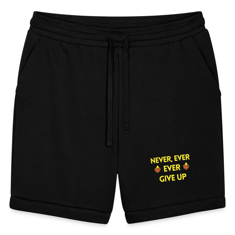 Customizable Emoji Expression: Never, Ever Ever Give Up Heart on Fire (Yellow) Moji Bella + Canvas Unisex Short - Emoij.Express - black