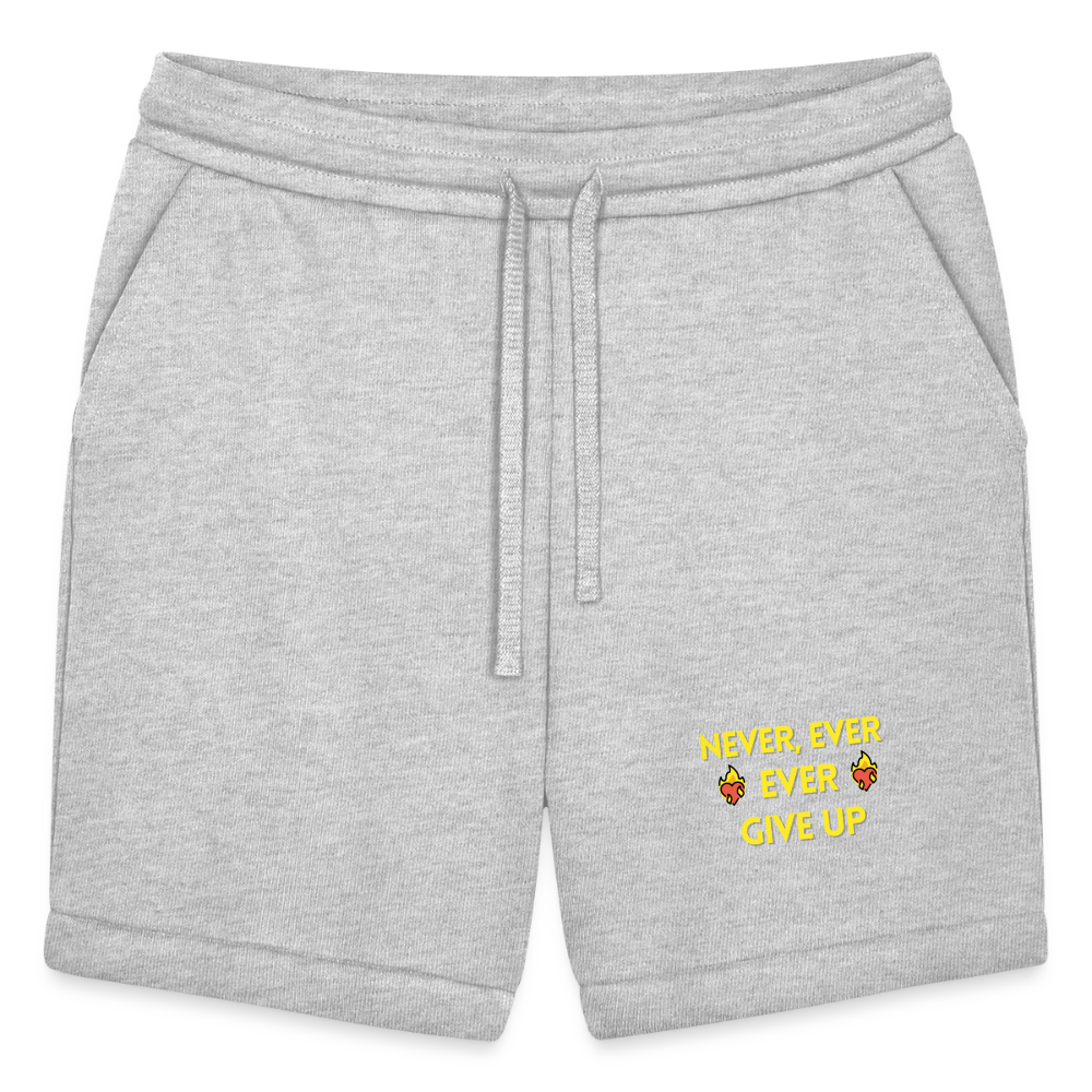 Customizable Emoji Expression: Never, Ever Ever Give Up Heart on Fire (Yellow) Moji Bella + Canvas Unisex Short - Emoij.Express - heather gray