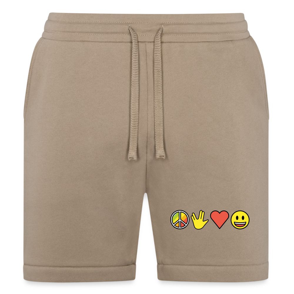 Customizable Emoji Expression: Peace Prosperity Love Happiness Moji Bella + Canvas Unisex Short - Emoji.Expression - tan