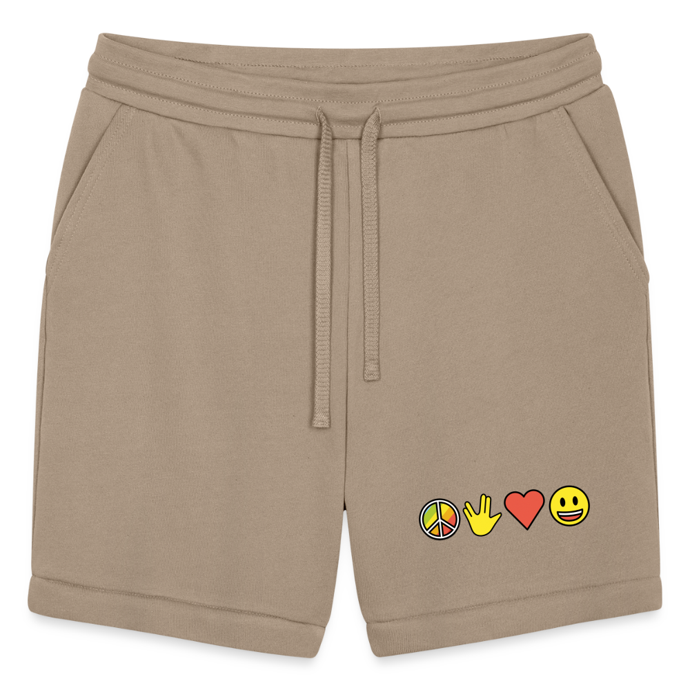 Customizable Emoji Expression: Peace Prosperity Love Happiness Moji Bella + Canvas Unisex Short - Emoji.Expression - tan