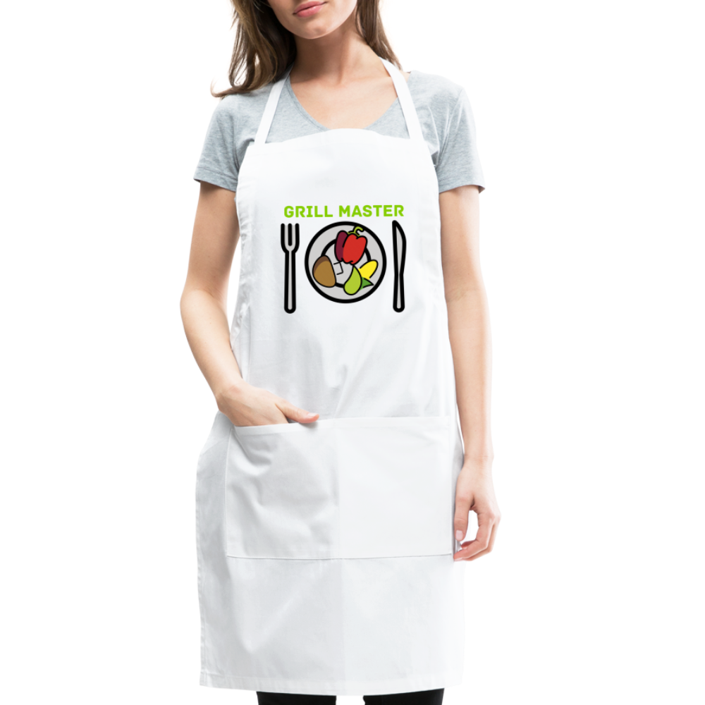 Customizable Emoji Expression: Grill Master Fork with Knife and Plate and Veggie Moji Adjustable Apron - Emoji.Expression - white