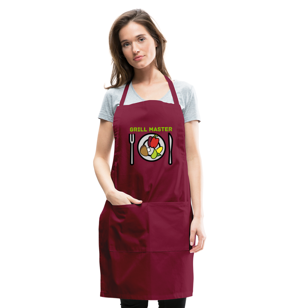 Customizable Emoji Expression: Grill Master Fork with Knife and Plate and Veggie Moji Adjustable Apron - Emoji.Expression - burgundy