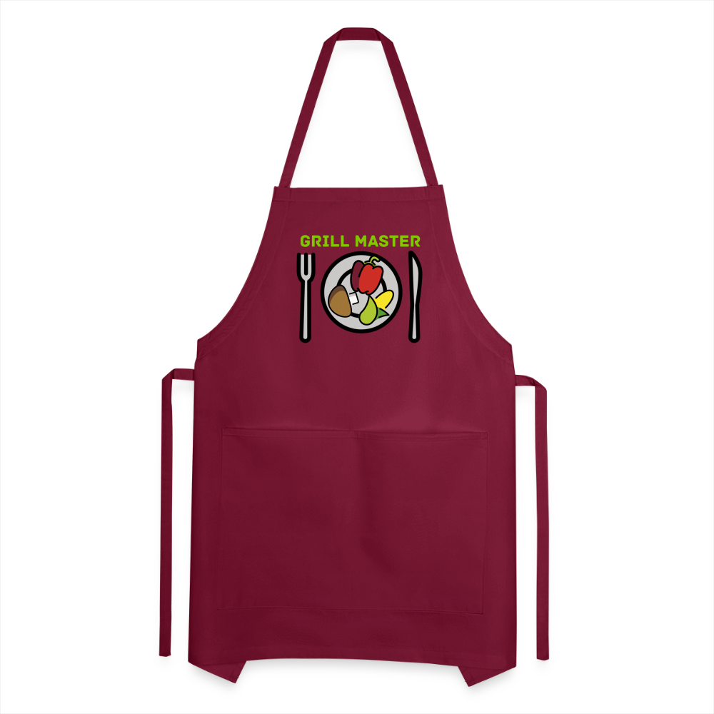 Customizable Emoji Expression: Grill Master Fork with Knife and Plate and Veggie Moji Adjustable Apron - Emoji.Expression - burgundy