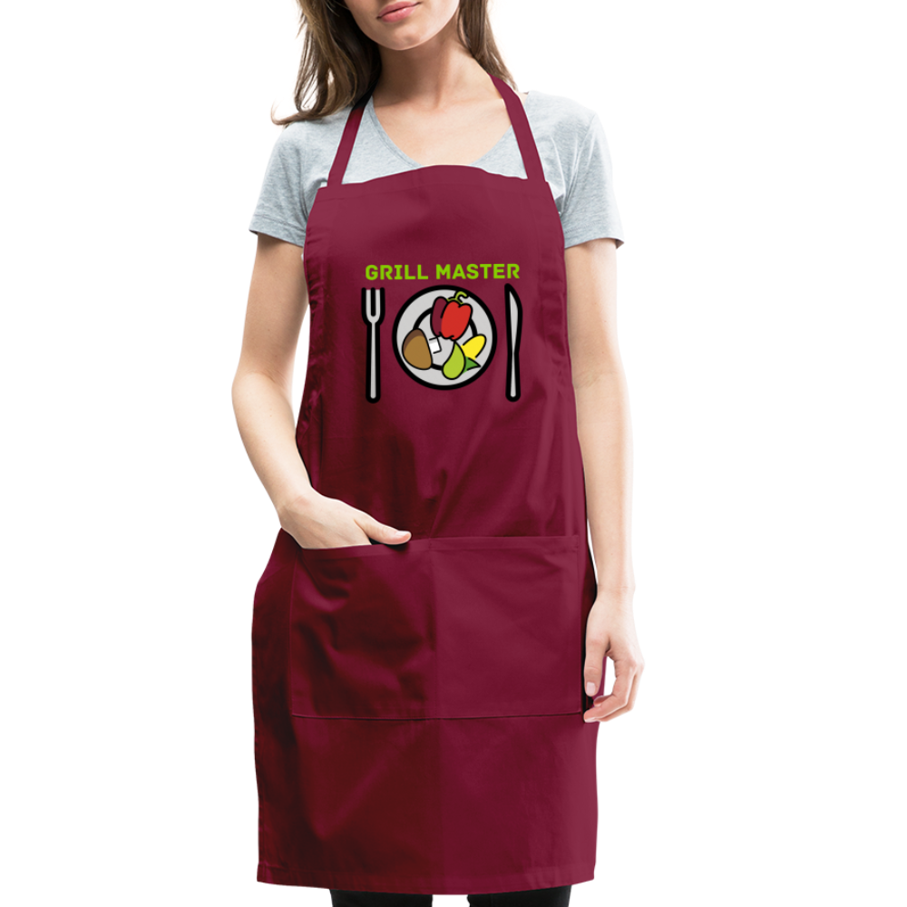 Customizable Emoji Expression: Grill Master Fork with Knife and Plate and Veggie Moji Adjustable Apron - Emoji.Expression - burgundy