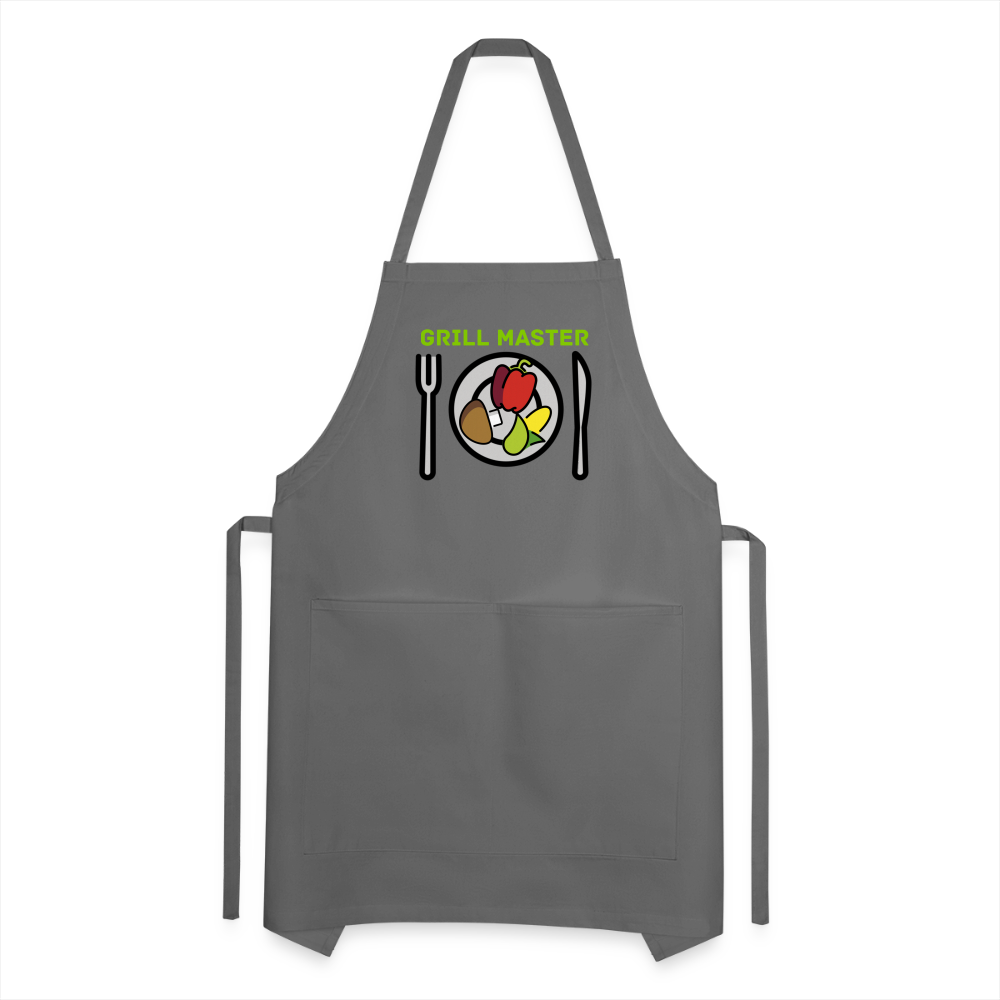 Customizable Emoji Expression: Grill Master Fork with Knife and Plate and Veggie Moji Adjustable Apron - Emoji.Expression - charcoal