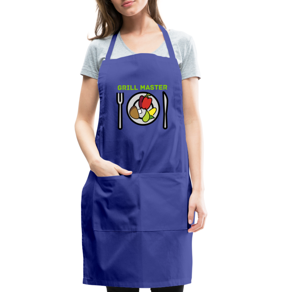 Customizable Emoji Expression: Grill Master Fork with Knife and Plate and Veggie Moji Adjustable Apron - Emoji.Expression - royal blue