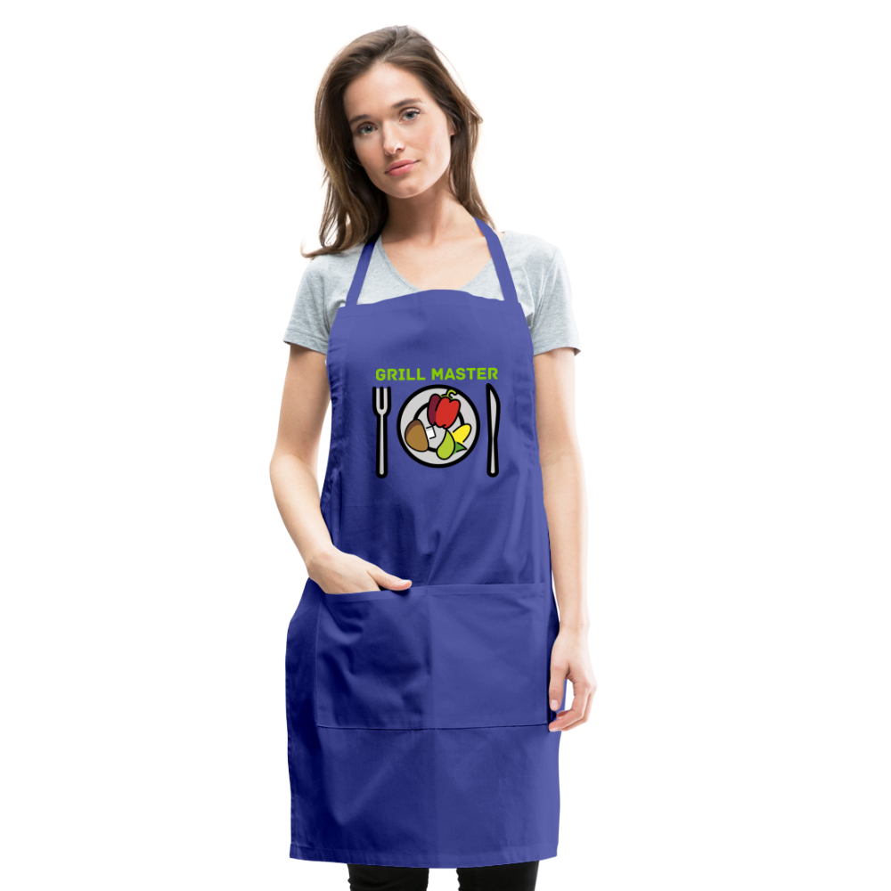 Customizable Emoji Expression: Grill Master Fork with Knife and Plate and Veggie Moji Adjustable Apron - Emoji.Expression - royal blue