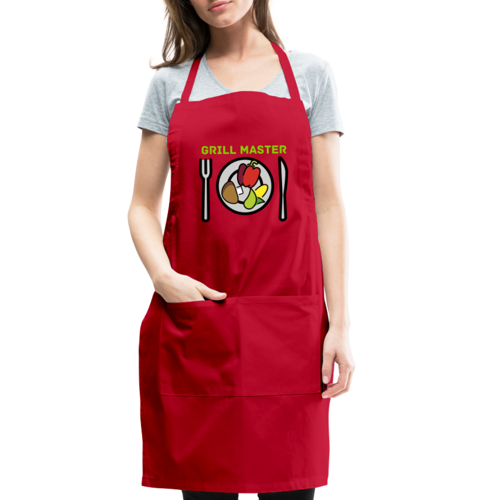 Customizable Emoji Expression: Grill Master Fork with Knife and Plate and Veggie Moji Adjustable Apron - Emoji.Expression - red