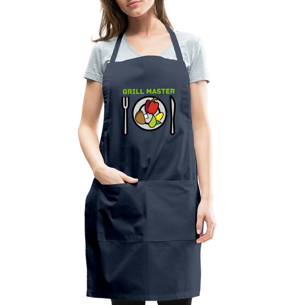 Customizable Emoji Expression: Grill Master Fork with Knife and Plate and Veggie Moji Adjustable Apron - Emoji.Expression - navy