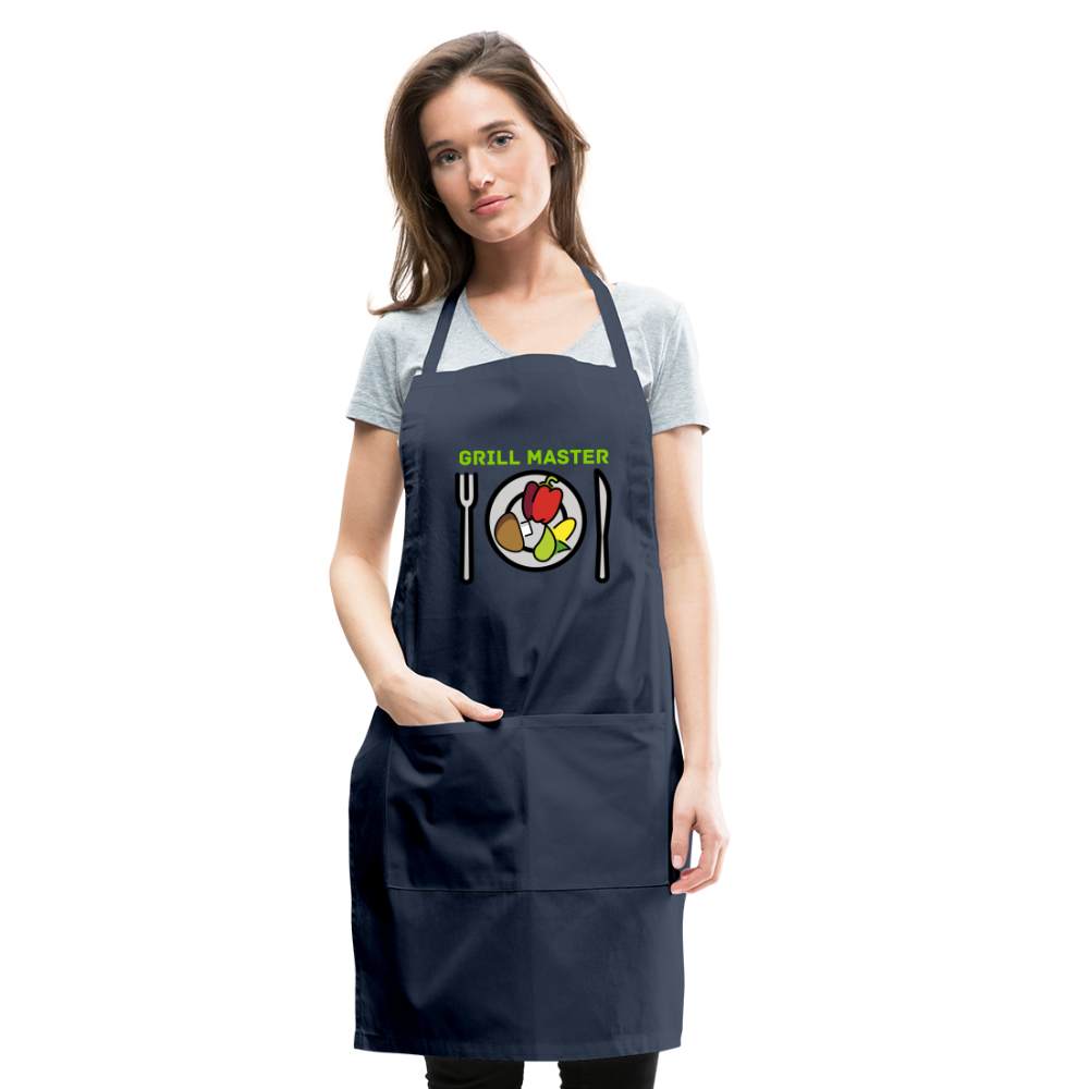Customizable Emoji Expression: Grill Master Fork with Knife and Plate and Veggie Moji Adjustable Apron - Emoji.Expression - navy