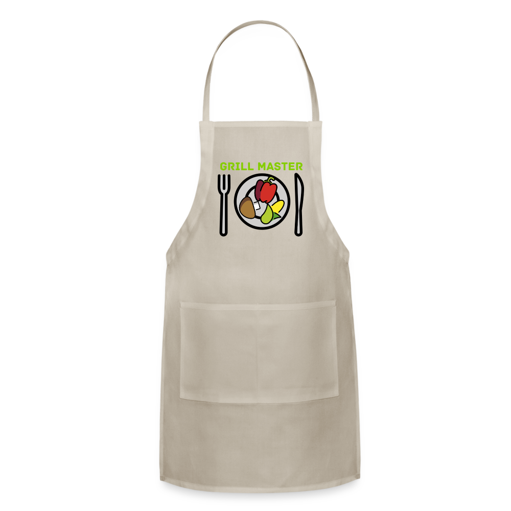 Customizable Emoji Expression: Grill Master Fork with Knife and Plate and Veggie Moji Adjustable Apron - Emoji.Expression - natural