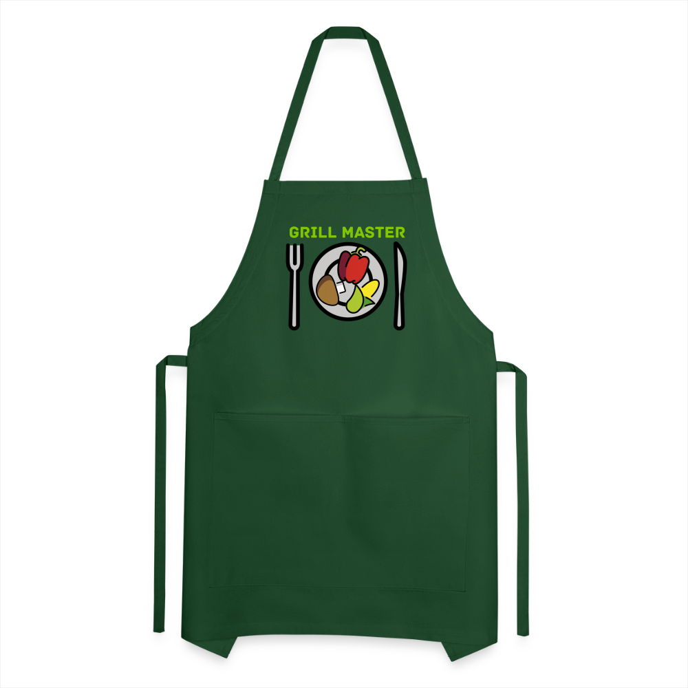 Customizable Emoji Expression: Grill Master Fork with Knife and Plate and Veggie Moji Adjustable Apron - Emoji.Expression - forest green