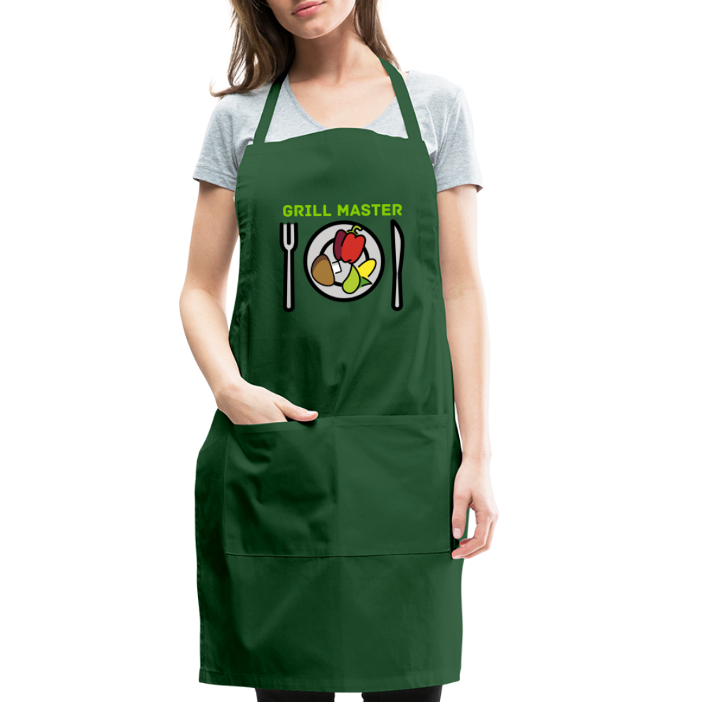 Customizable Emoji Expression: Grill Master Fork with Knife and Plate and Veggie Moji Adjustable Apron - Emoji.Expression - forest green