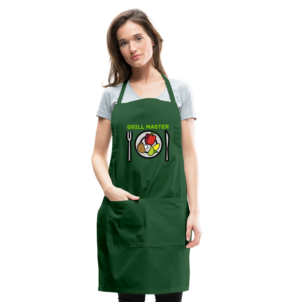 Customizable Emoji Expression: Grill Master Fork with Knife and Plate and Veggie Moji Adjustable Apron - Emoji.Expression - forest green