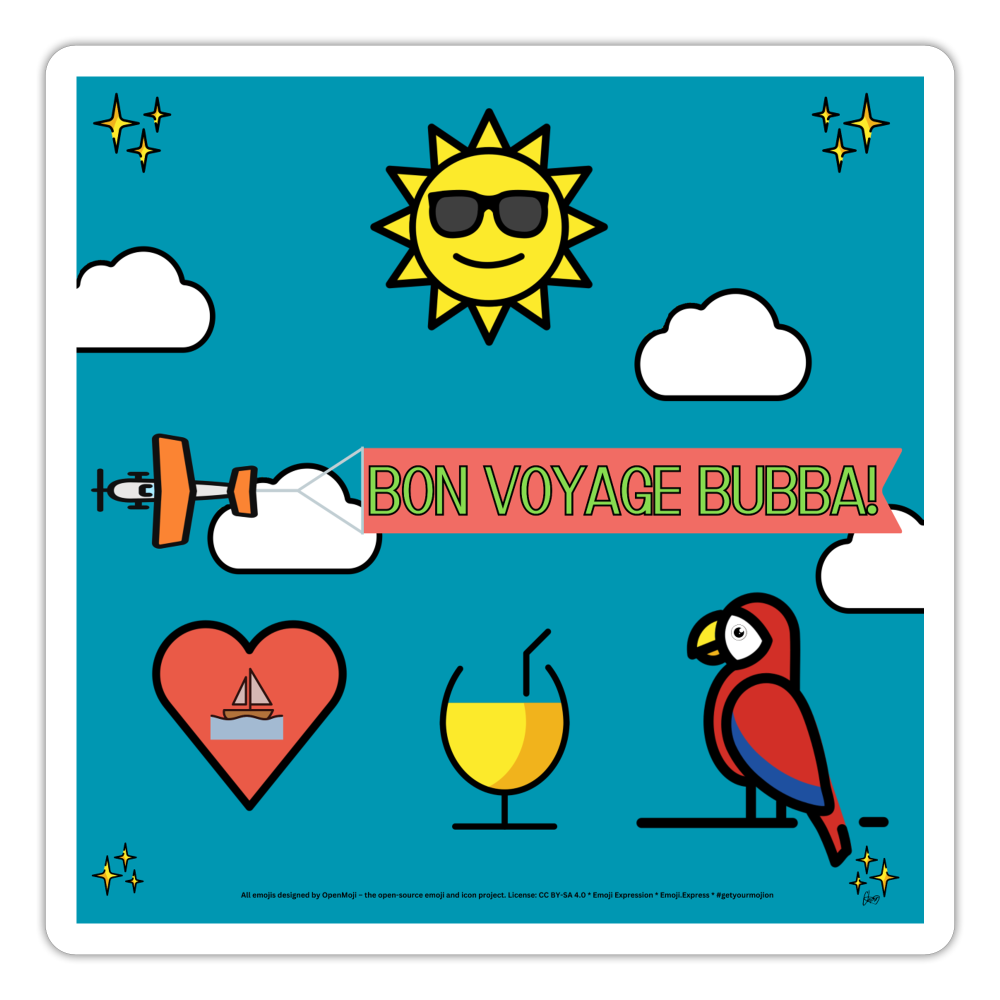Emoji Expression: Bon Voyage Bubba Moji Sticker - Emoji.Express - white matte