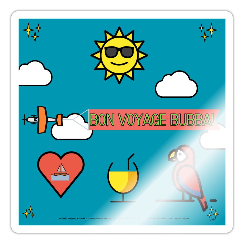 Emoji Expression: Bon Voyage Bubba Moji Sticker - Emoji.Express - white glossy
