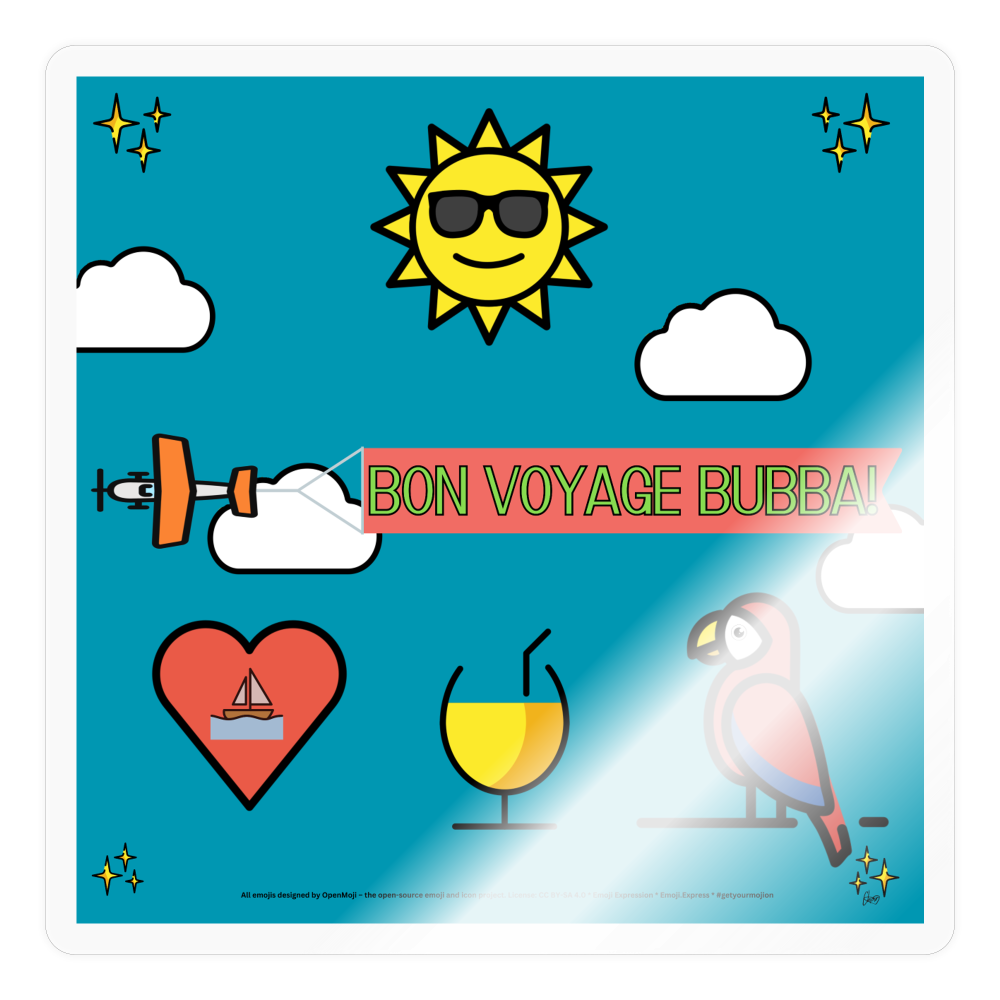 Emoji Expression: Bon Voyage Bubba Moji Sticker - Emoji.Express - transparent glossy
