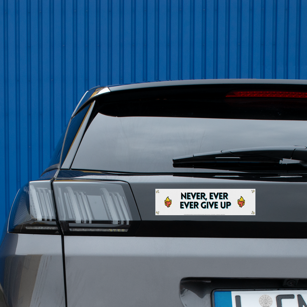 Emoji Expression: Never, Ever Ever Give Up Heart on Fire Moji Bumper Sticker - Emoji.Express - white matte