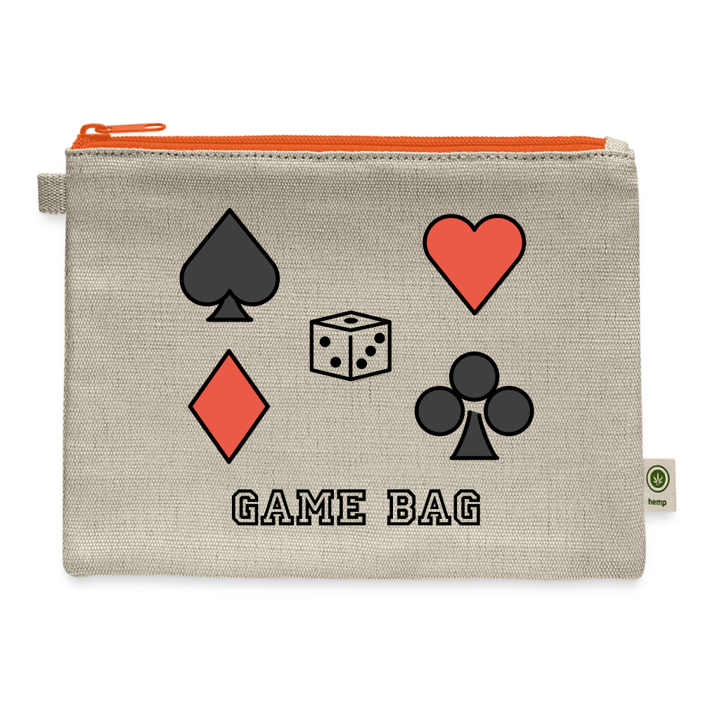 Customizable Spade Suit + Heart Suit + Diamond Suit + Club Suit + Dice Moji + Game Bag Text Carry All Hemp Pouch - Emoji.Express - natural/orange