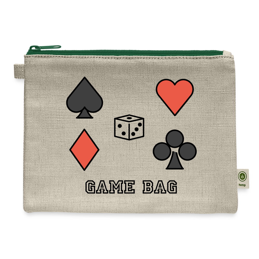 Customizable Spade Suit + Heart Suit + Diamond Suit + Club Suit + Dice Moji + Game Bag Text Carry All Hemp Pouch - Emoji.Express - natural/green