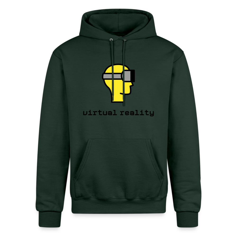 Customizable Virtual Reality Moji + Best of Both Worlds Text (Two-Sided) Champion Unisex Powerblend Hoodie - Emoji.Express - Dark Green