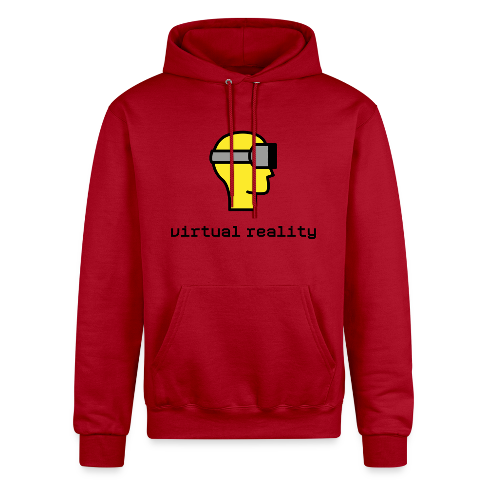 Customizable Virtual Reality Moji + Best of Both Worlds Text (Two-Sided) Champion Unisex Powerblend Hoodie - Emoji.Express - Scarlet