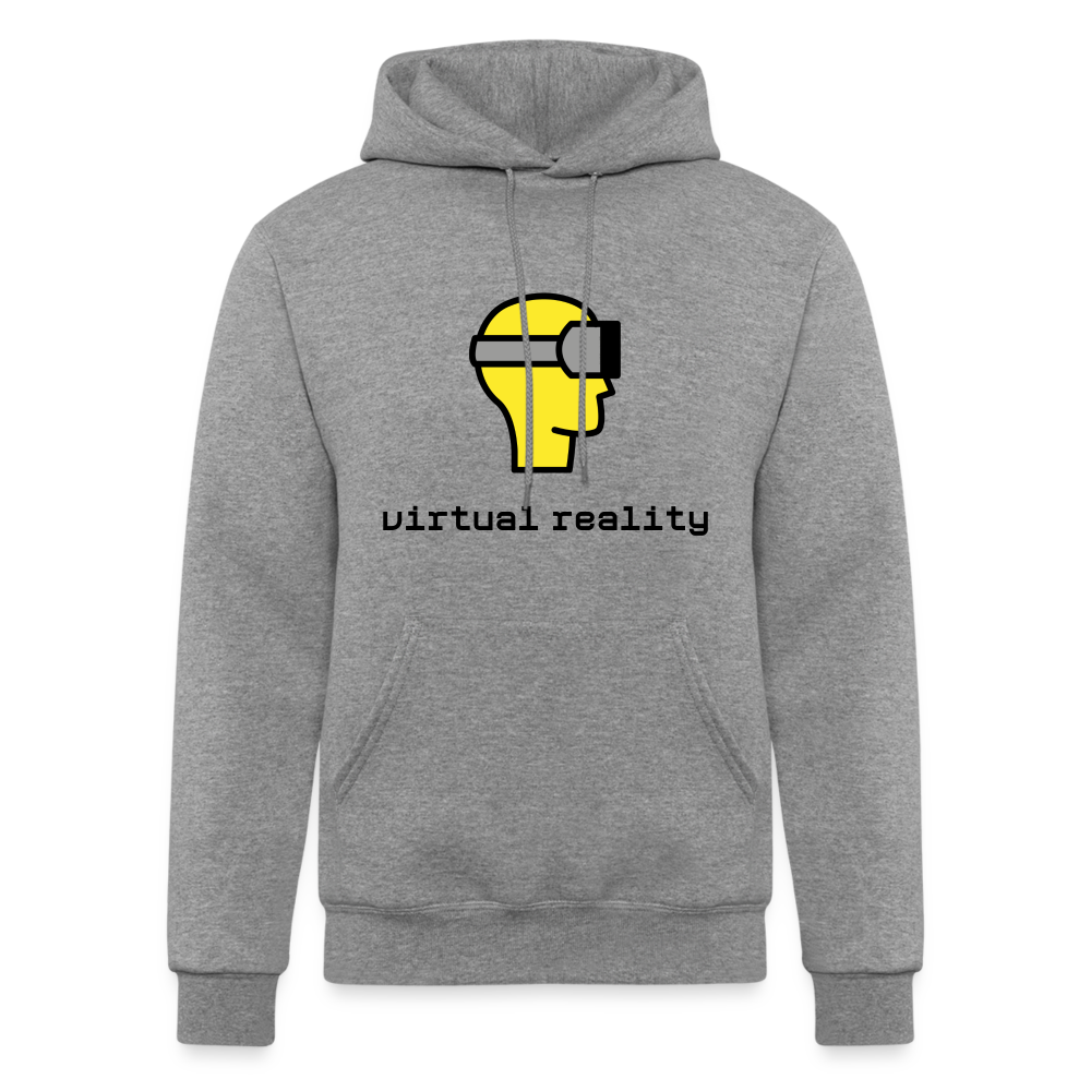 Customizable Virtual Reality Moji + Best of Both Worlds Text (Two-Sided) Champion Unisex Powerblend Hoodie - Emoji.Express - heather gray