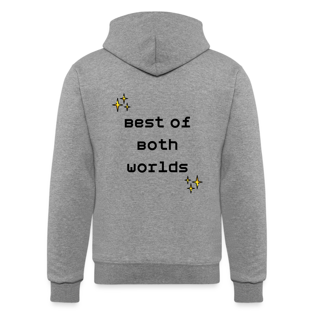 Customizable Virtual Reality Moji + Best of Both Worlds Text (Two-Sided) Champion Unisex Powerblend Hoodie - Emoji.Express - heather gray