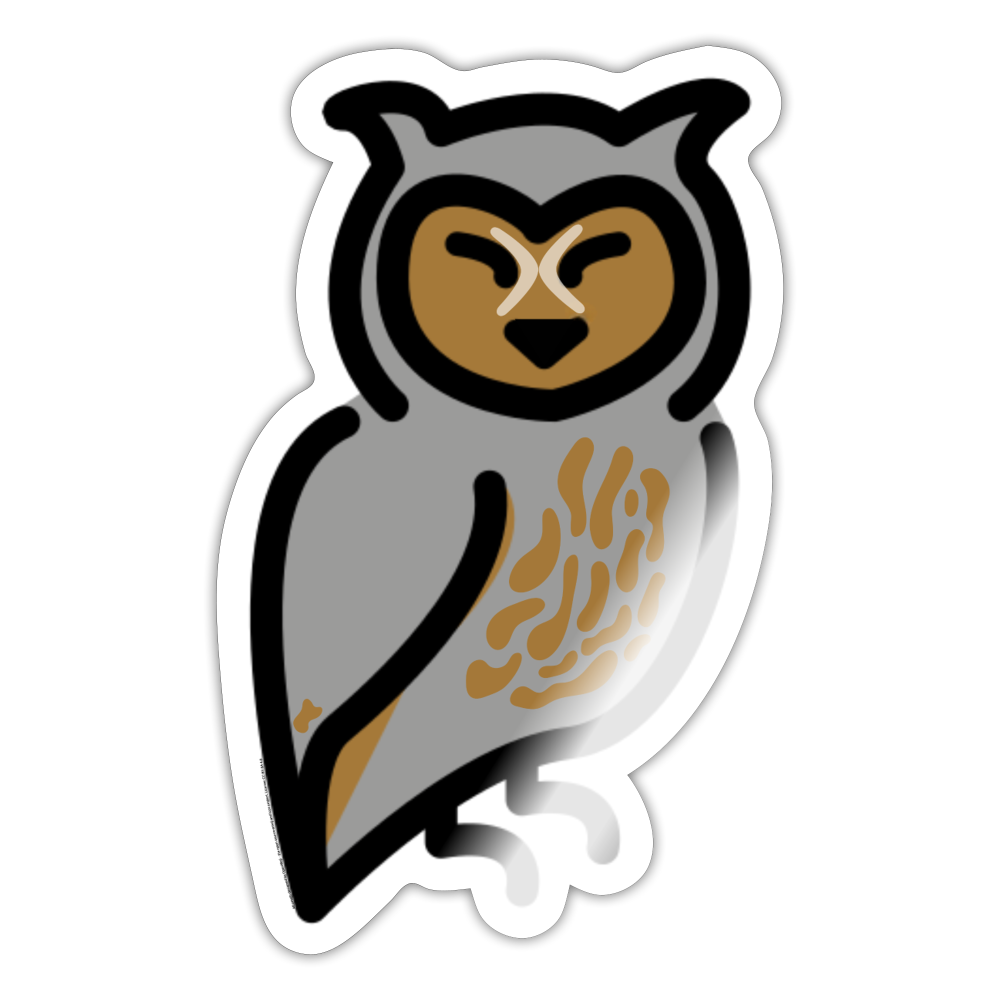 Emoji Expression: Odina "Oddie" Owl Moji Character - Emoji.Express - white glossy