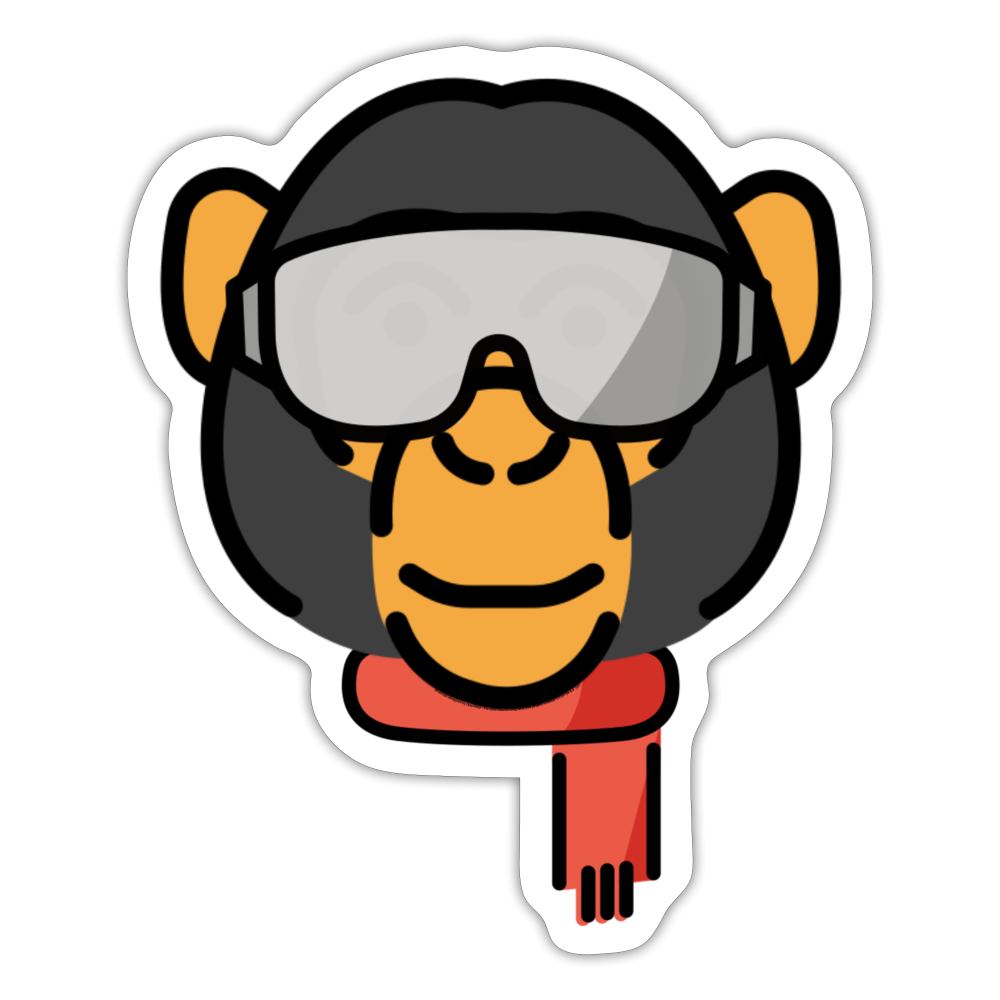 Emoji Expression: Code Monkey Johnny with Glasses On Moji Character - Emoji.Express - white matte
