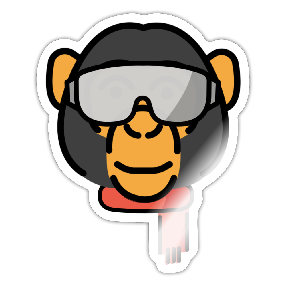 Emoji Expression: Code Monkey Johnny with Glasses On Moji Character - Emoji.Express - white glossy